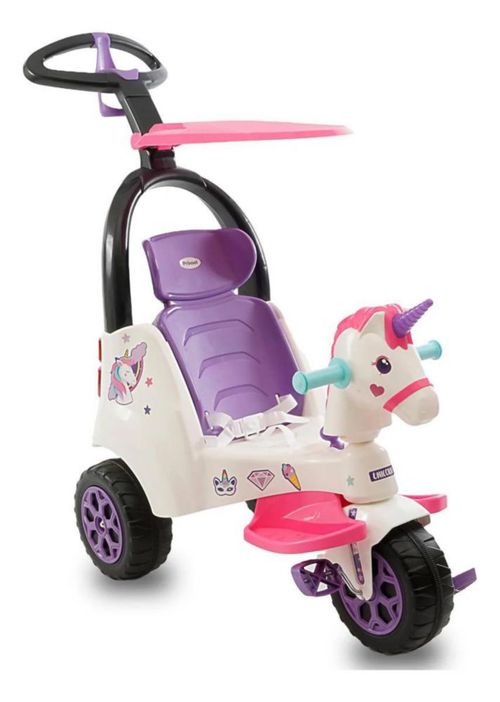 Triciclo Push Car Prinsel Super Trike Unicornio 2 En 1 Blanco