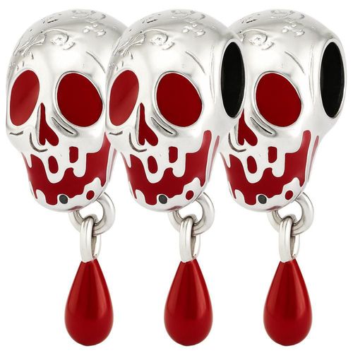 Joya charm calavera Día de Muertos MXCLZ-003 SkullMelted01 Calavera charm plata roja artesanal