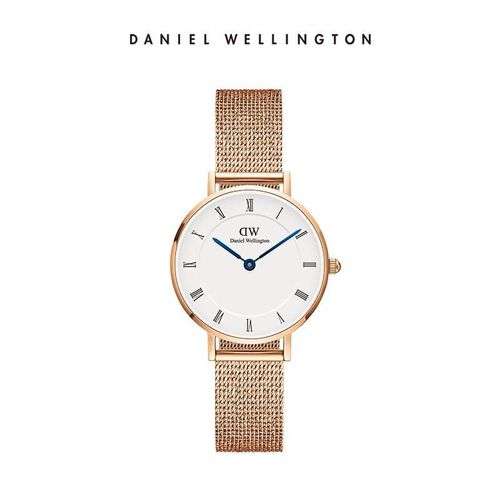 Reloj Daniel Wellington Petite Roman Numerals Oro Rosa  Plata Manecillas Azules Para Mujer