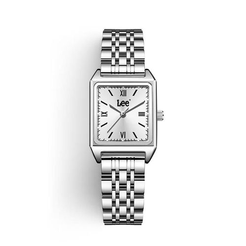 Reloj Lee M485 Cuadrado Acero Blanco Cuarzo Para Mujer