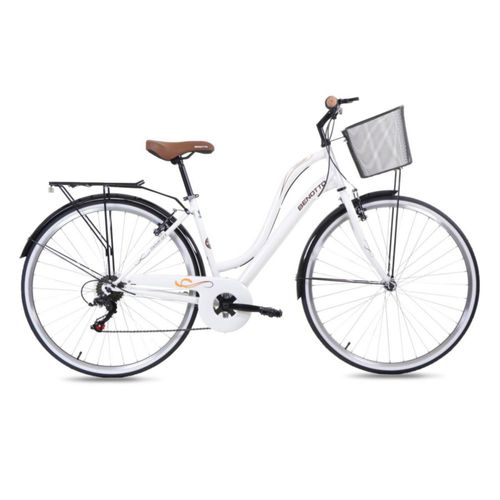 Bicicleta BENOTTO City VIAGGIO R700C 7V. Unisex Frenos "V" Acero Blanco Talla:UN