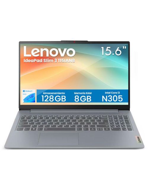LAPTOP LENOVO IDEAPAD SLIM 3 15IAN8 INTEL CI3-N305 8C 8GB 128GB UFS 15.6PULG