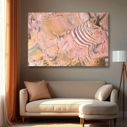Cuadro Decorativo Abstracto 80x120cm Ocre Rosado