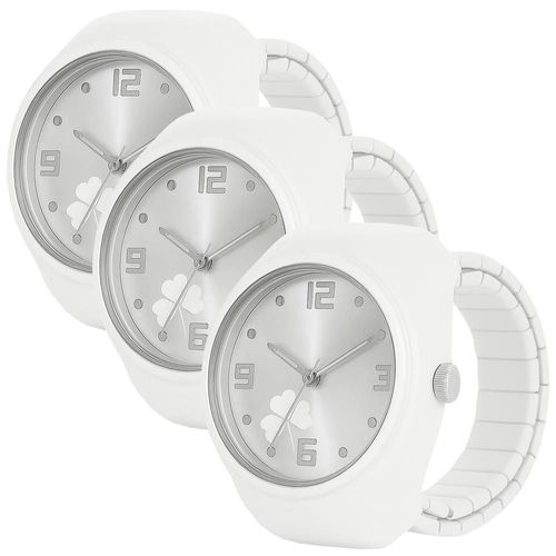 Anillo con reloj blanco chic MXOVW-003 CloverWhite Anillo reloj blanco vintage