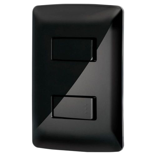 Placa armada 1 interruptor 1 escalera, negro, línea Italiana Volteck