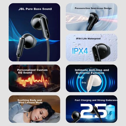 Audífonos Inalámbricos Jbl Tune 235Bt Negro Resistente Al Agua