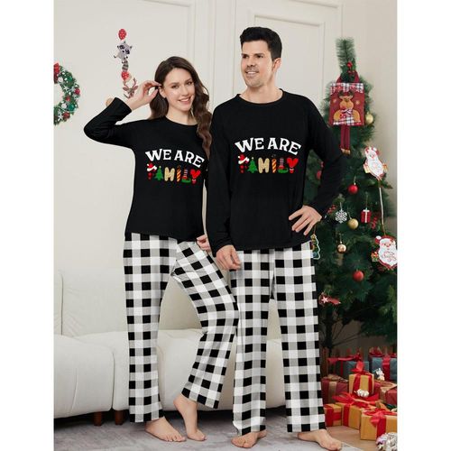 conjunto familiar navideño, otoño e invierno, de manga larga y pantalones largos, letras europeas y americanas