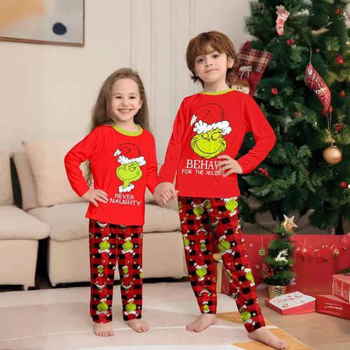 Conjunto familiar navideño, otoño e invierno, de manga larga y pantalones largos, letras europeas y americanas, estampados, ropa para estar en casa.