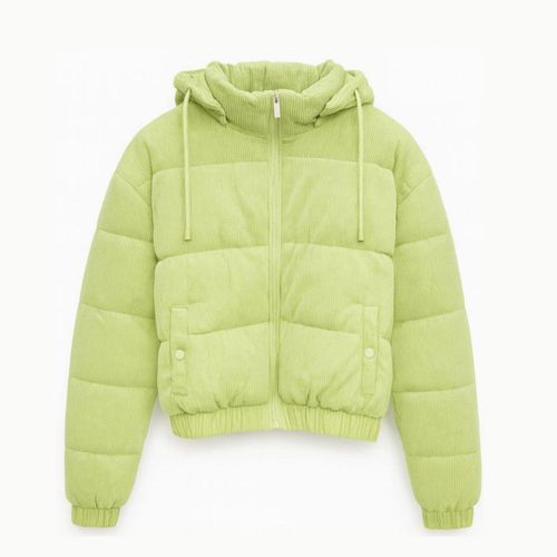 Chamarra Corta Puffer Con Capucha Desmontable American Fly Verde