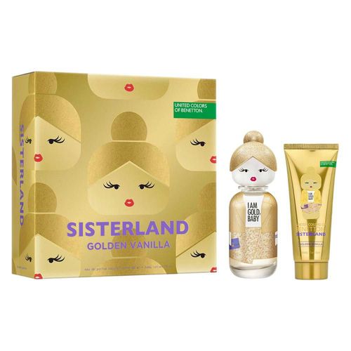 SET BENETTON SISTERLAND GOLDEN VANILLA 2PZS 80ML EDP SPRAY/BODY LOTION 75ML.