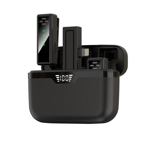 Clip de collar inalámbrico micrófono pantalla digital cargador.HOGAWAY