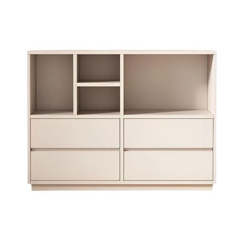 Ilios Innova | Librero Minimalista para Sala, Recámara u Oficina, Estante Organizador de Madera Blanco con Cajones