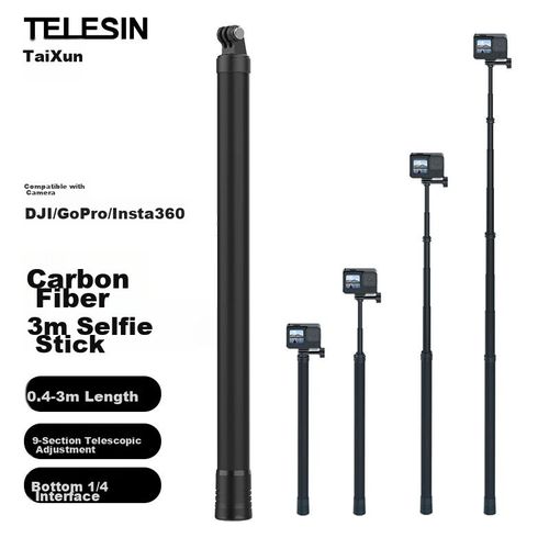 Selfie Stick Telesin Fibra De Carbono 3M