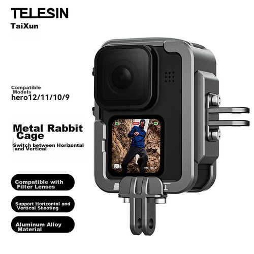 Funda Telesin Jaula Combo Metal Para Gopro 12/11/10/9 Gris Pizarra