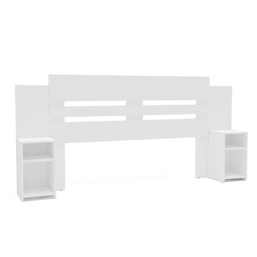 MOBI Cabecera Queen Verona – Respaldo de Madera Color Blanco - Dos Buros Empotrados