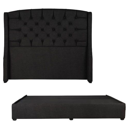 Cabecera King Size Sitka Negro + Base de Cama Belt Negro CZD