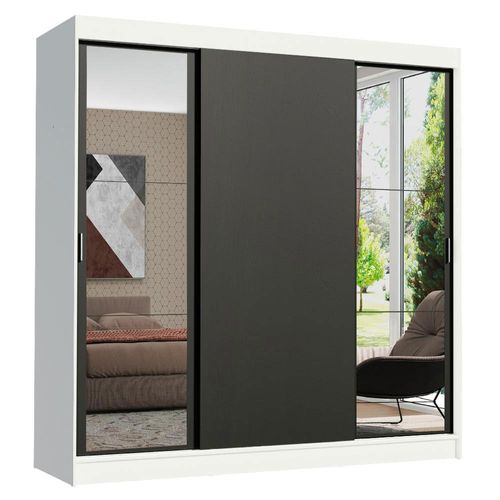 Ropero Madesa Reno 3 Puertas Corredizas con 2 Espejos Blanco/Negro