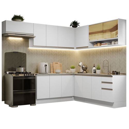 Armario Esquinero Completo Madesa 469cm Glamy 01 Blanco