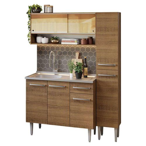 Mueble de Cocina Compacta Emilly Madesa 137cm Marron 10