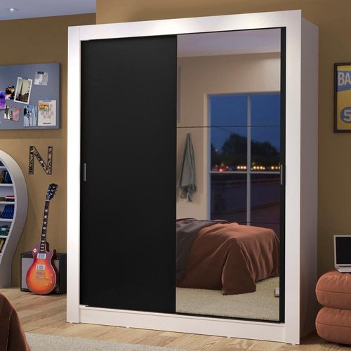 Ropero Madesa Dallas 2 Puertas con Espejo 2 Cajones Blanco/Negro