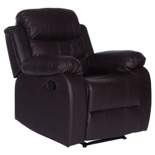 Sillon Reposet Reclinable Individual Tapizado en Simil Cuero Café