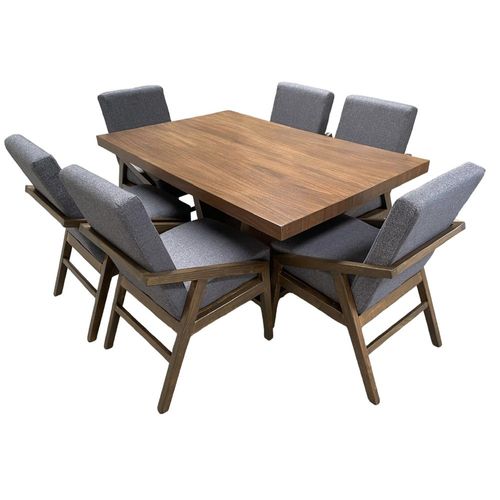 Comedor Orion 6 Sillas Madera y Chapa De Parota Natural