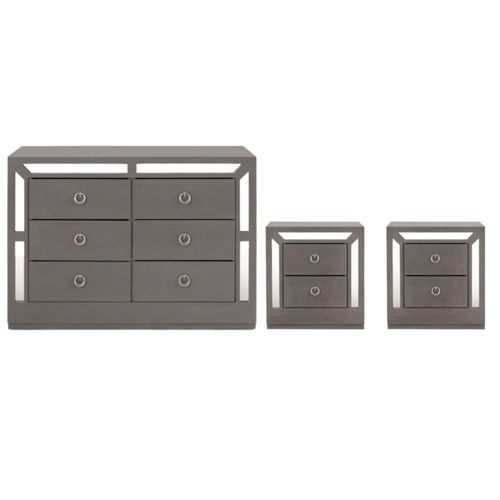 Set de Cajonera y 2 Buros Emilia Gris Kessa Muebles