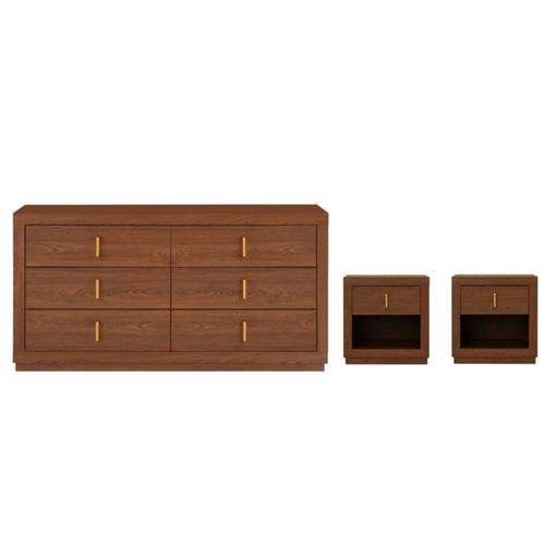 Set de Cajonera y 2 Buros Umira Nogal Kessa Muebles