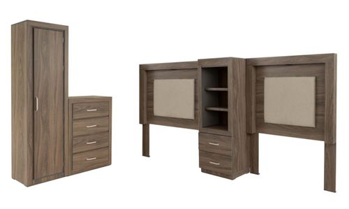 Recamara Gemela Individual 5 Piezas Verella Gris Kessa Muebles