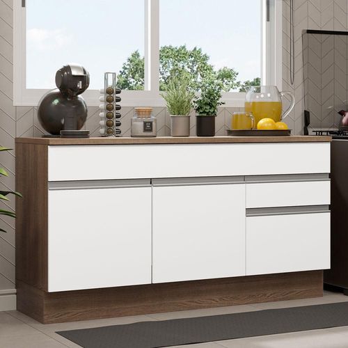 Gabinete Bajo Cocina Glamy 150cm Marrón/Blanco Madesa