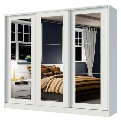 Ropero Closet 3 Puertas 3 Espejos Blanco Madesa