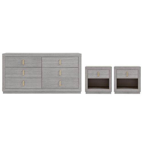 Set de Cajonera y 2 Buros Auma Gris Kessa Muebles
