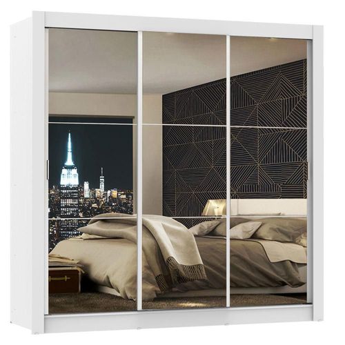 Ropero Closet Madesa Mônaco 3 Puertas 3 Espejos Blanco