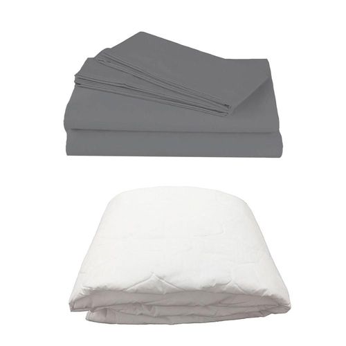 Protector de colchón Queen Size Spring Air Ultra + Sabanas Basic Gris RGH