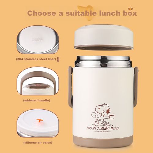 Lonchera Térmica Snoopy Snp7141 2L Acero Inoxidable