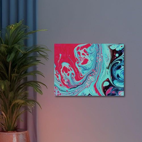 Cuadro Decorativo Abstracto 20x30cm Turquesa Neón
