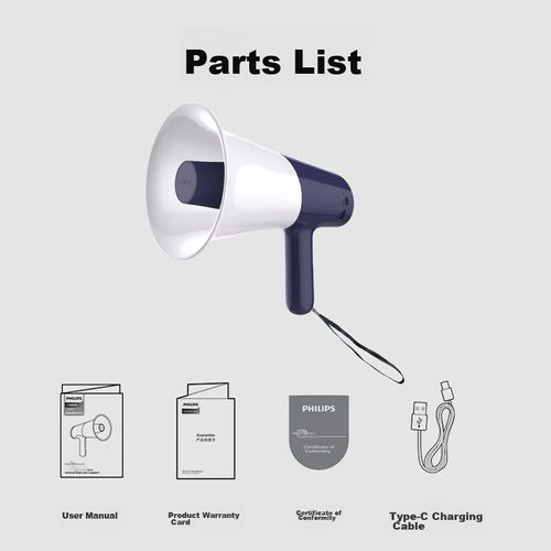 Altavoz Portátil De Mano Philips Sbm3008 De Alta Potencia Para Exteriores, Amplificador Inalámbrico, Megáfono Para Vendedores Ambulantes, Alarma, Para