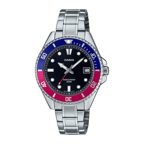 Reloj de Buceo Casio MDV-10D Bisel Azul-Rojo Acero Inoxidable Unisex