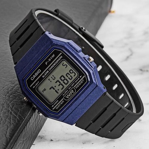 Reloj Casio F-91W Deportivo Cuadrado Resistente al Agua Hombre