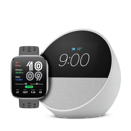 Combo Amazon Echo Spot Blanco + Amazfit Bip 6 Gris