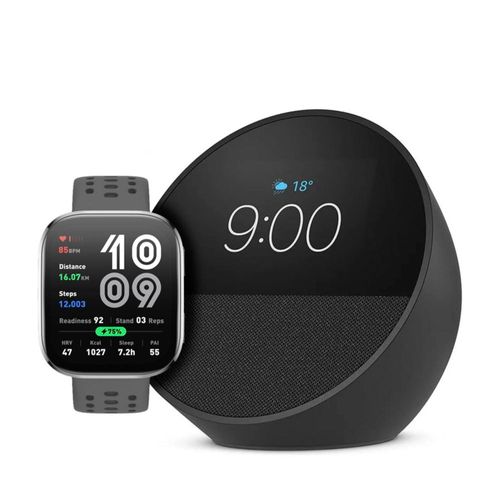 Combo Amazon Echo Spot Negro + Amazfit Bip 6 Gris