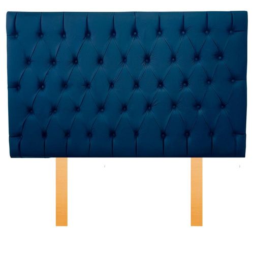 Cabecera capitonada en lino color azul mezclilla queen