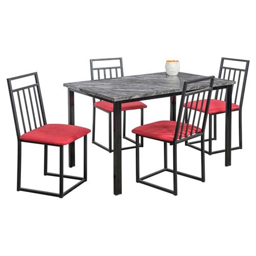 Comedor Naya Rojo 4 Sillas Tubulares