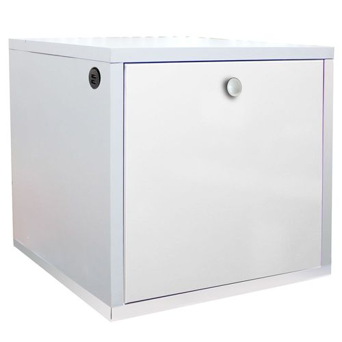 Buro Flotante Recamara Mdf Luz Led Puerto Carga Blanco
