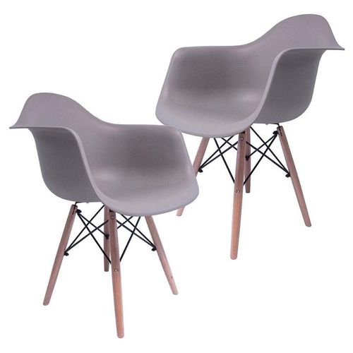 Silla Eames Brazo Kit 2 Sillas Comedor Bar Vintage Gris