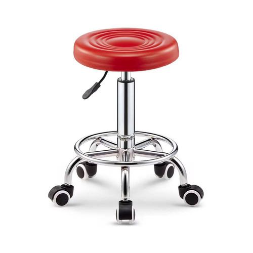 Ilios Innova | Set de 2 Sillas de Bar Taburete Redondo Ajustable Con Ruedas Color Rojo.