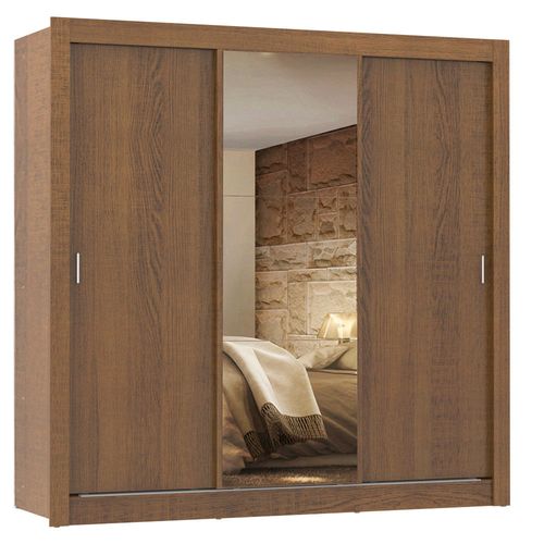 Ropero Madesa Lyon 3 Puertas Corredizas con Espejo 2 Cajones Marron