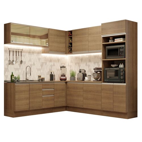 Cocina Integral de Esquina 459cm Glamy Madesa 01 Marron