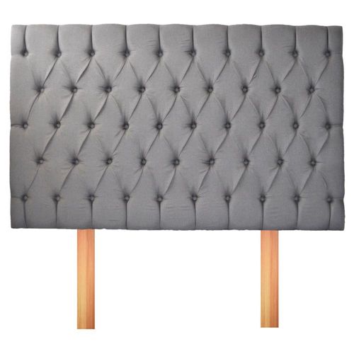 Cabecera capitonada en lino color gris claro queen