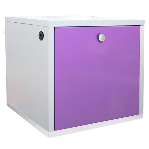 Buro Flotante Recamara Mdf Luz Led Puerto Carga Lila